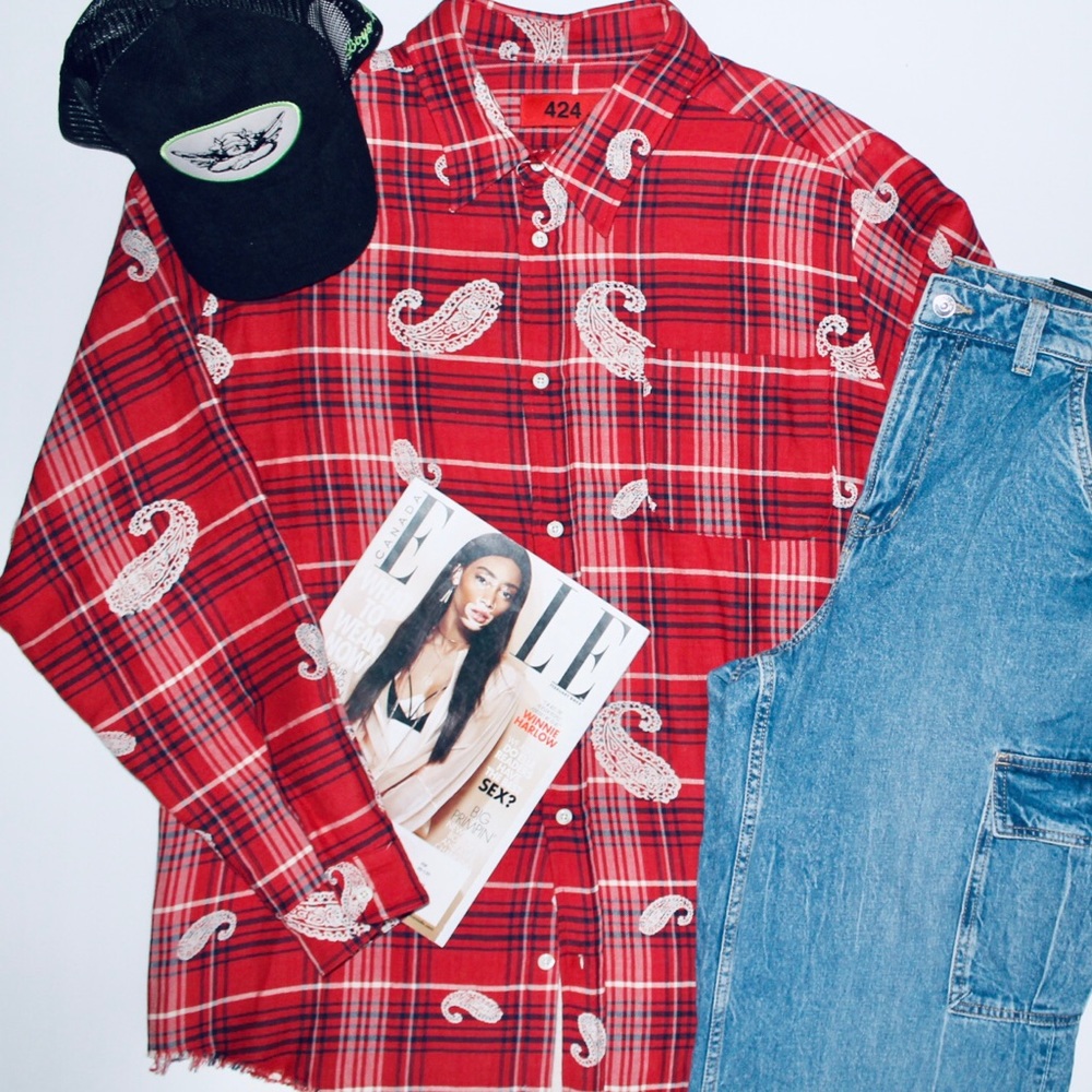 424 paisley-print flannel shirt